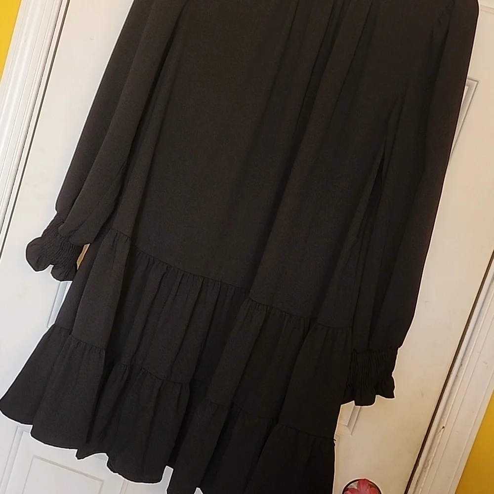 Nine West Black Long Sleeve Swing Dress - Picture 2 of 12